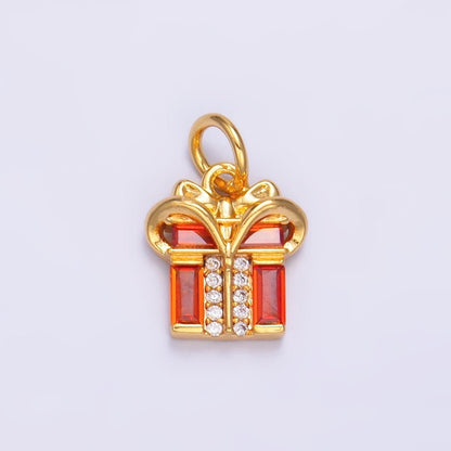 24K Gold Filled Red Baguette CZ Present Gift Charm | M178