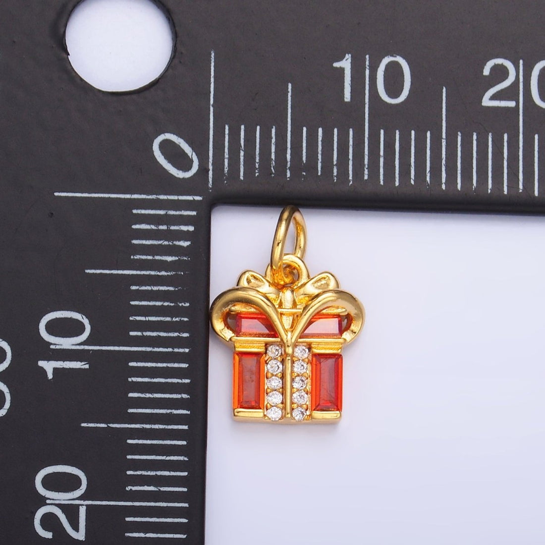 24K Gold Filled Red Baguette CZ Present Gift Charm | M178