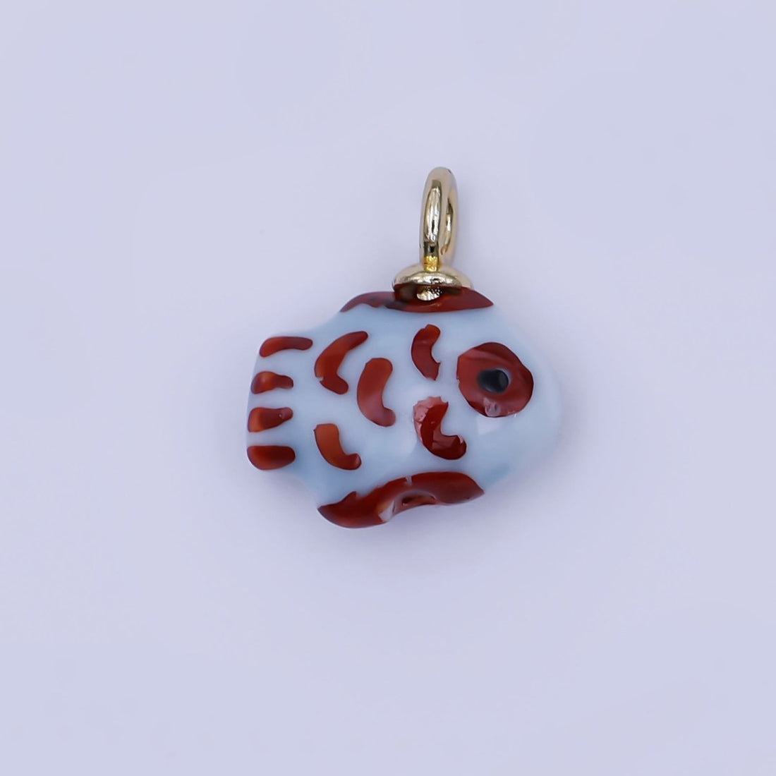 24K Gold Filled Red-Blue Clownfish Ceramic Drop Pendant | N146