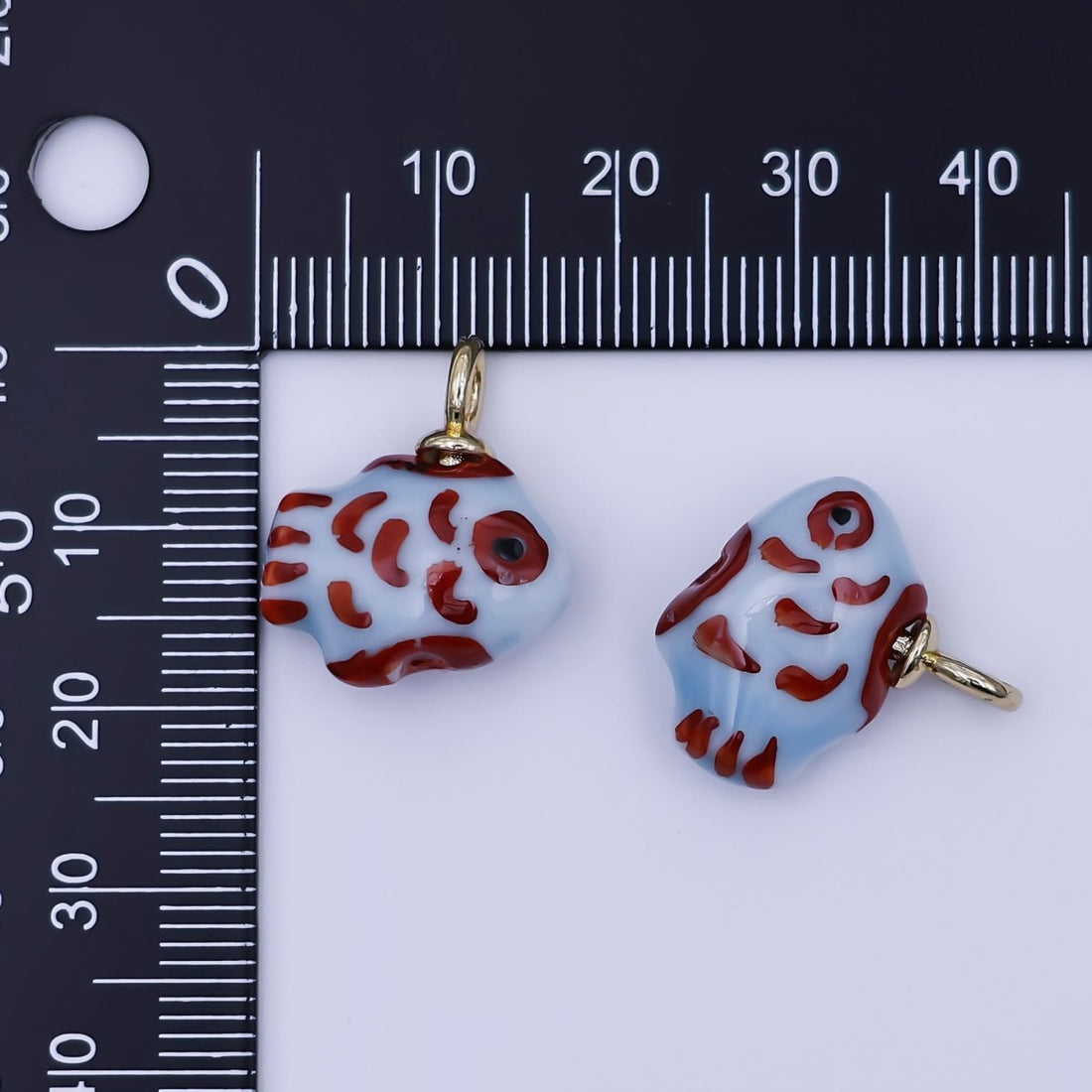 24K Gold Filled Red-Blue Clownfish Ceramic Drop Pendant | N146