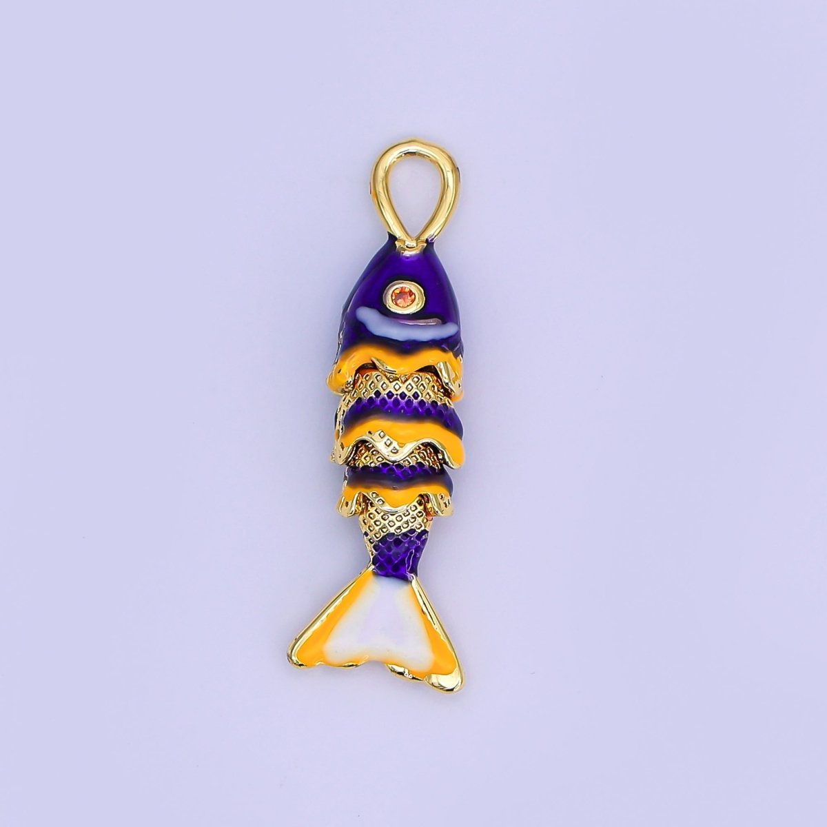 24K Gold Filled Red, Blue Enamel Fish 3D Multidimensional Charm | AH492 AH493