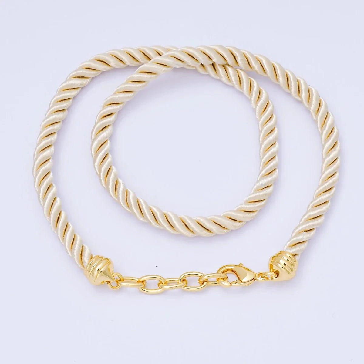 24K Gold Filled Red, Blue, Pink, Beige Twisted Braided Cord Chain | WA-02440 ~ WA-03830