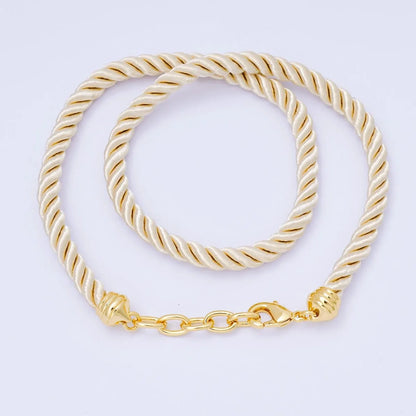 24K Gold Filled Red, Blue, Pink, Beige Twisted Braided Cord Chain | WA-02440 ~ WA-03830