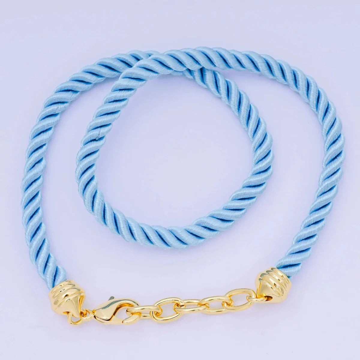24K Gold Filled Red, Blue, Pink, Beige Twisted Braided Cord Chain | WA-02440 ~ WA-03830