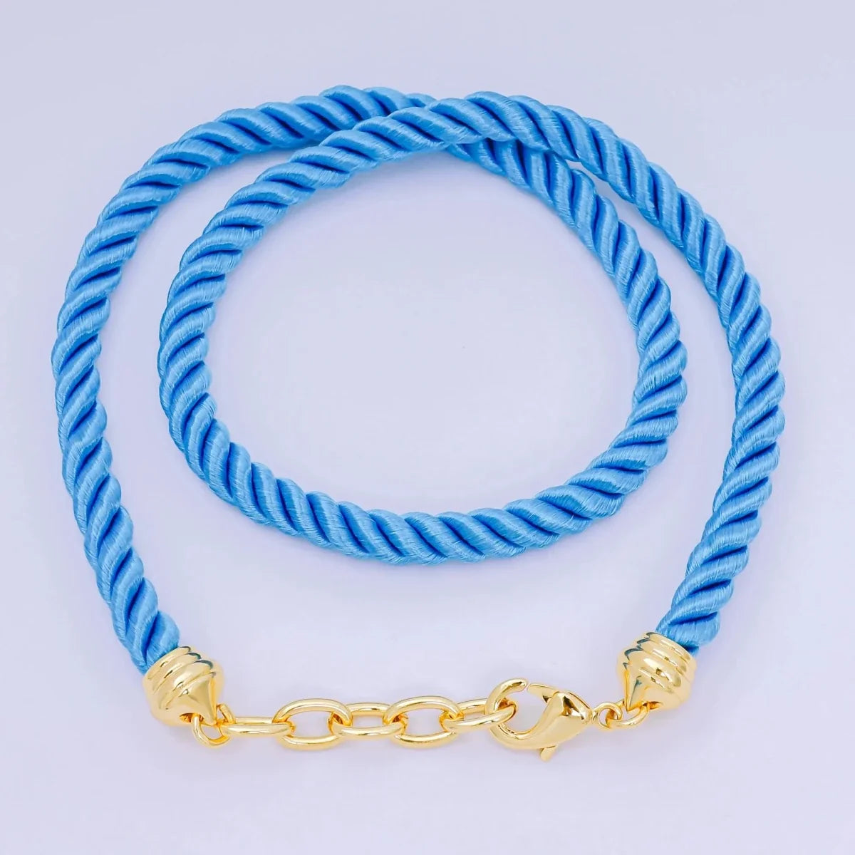 24K Gold Filled Red, Blue, Pink, Beige Twisted Braided Cord Chain | WA-02440 ~ WA-03830