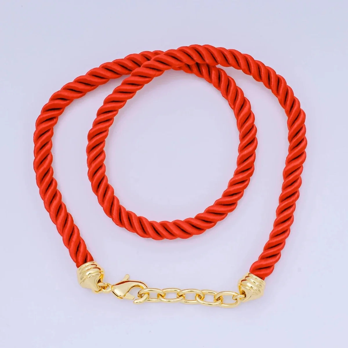 24K Gold Filled Red, Blue, Pink, Beige Twisted Braided Cord Chain | WA-02440 ~ WA-03830