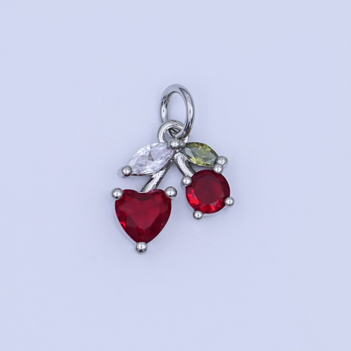 24K Gold Filled Red CZ Cherry Fruit Charm in Gold &amp; Silver | W842