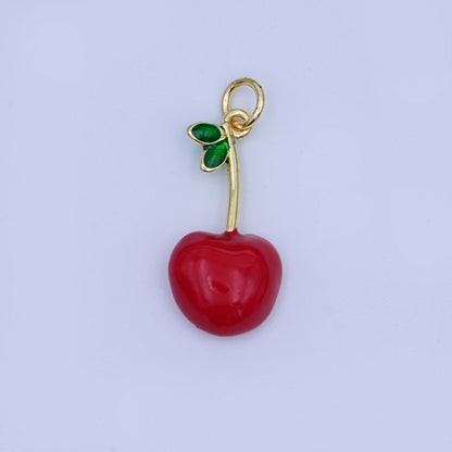 24K Gold Filled Red CZ Cherry Fruit Charm in Gold &amp; Silver | X142
