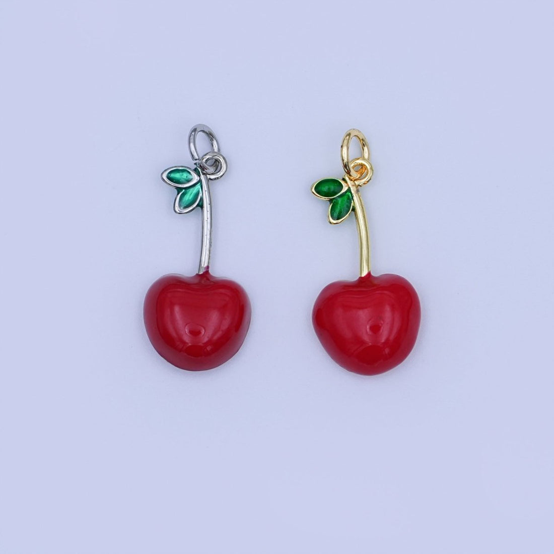 24K Gold Filled Red CZ Cherry Fruit Charm in Gold &amp; Silver | X142