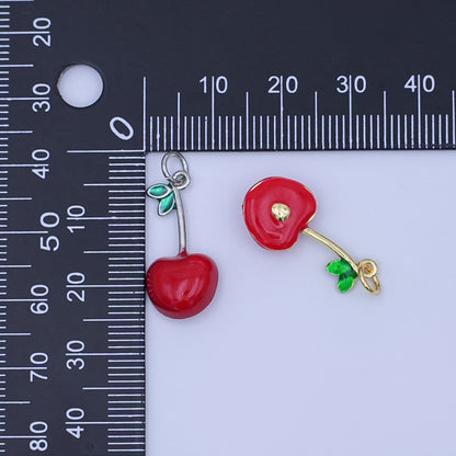 24K Gold Filled Red CZ Cherry Fruit Charm in Gold &amp; Silver | X142