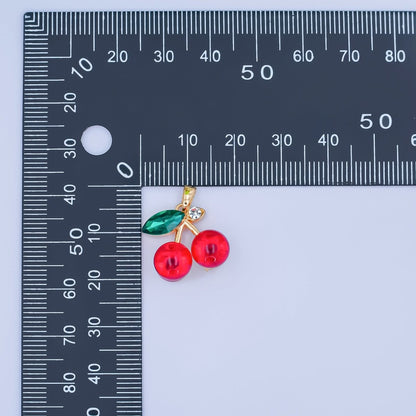 24K Gold Filled Red CZ Cherry Fruit Pendant | AA1455