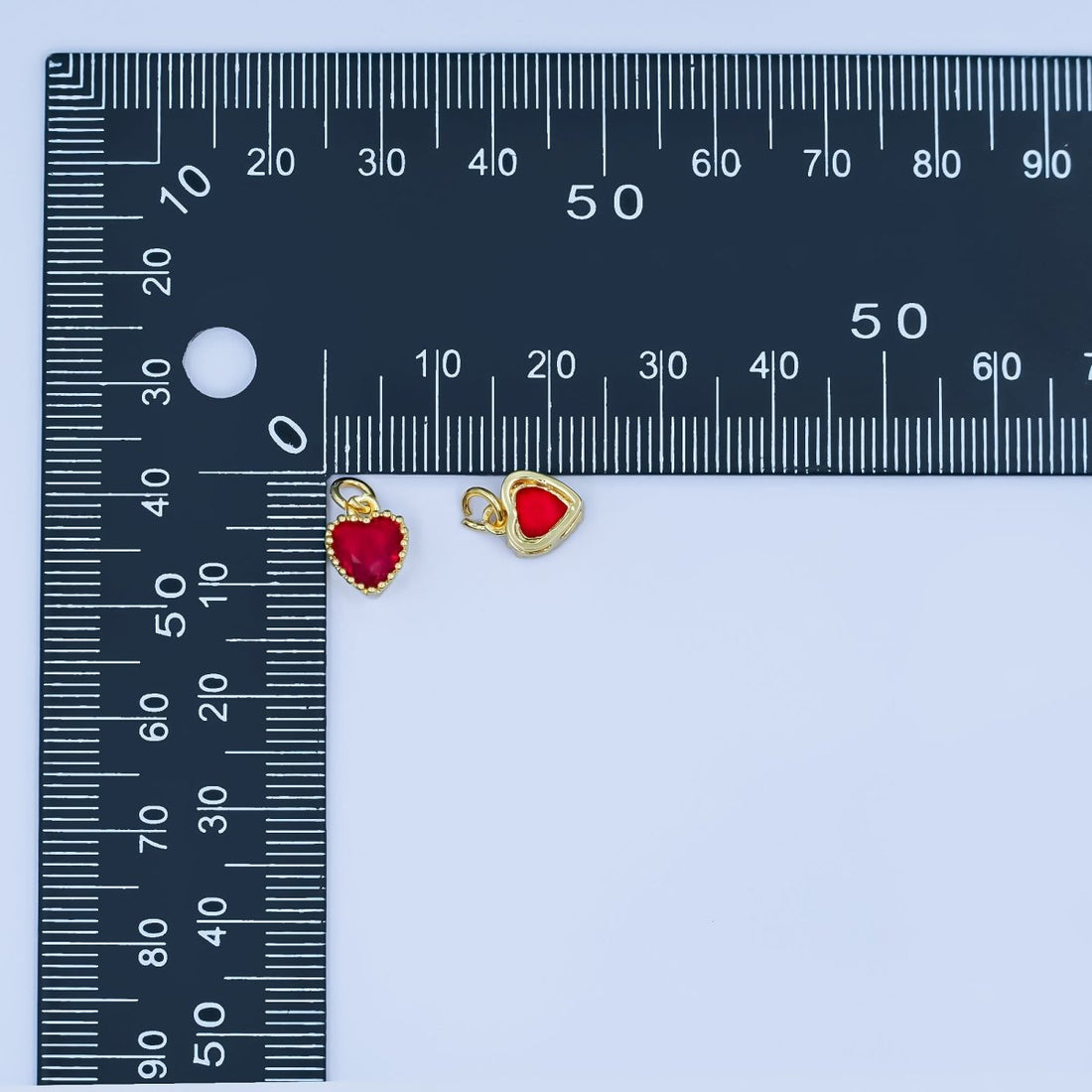 24K Gold Filled Red CZ Heart Mini Charm | N042