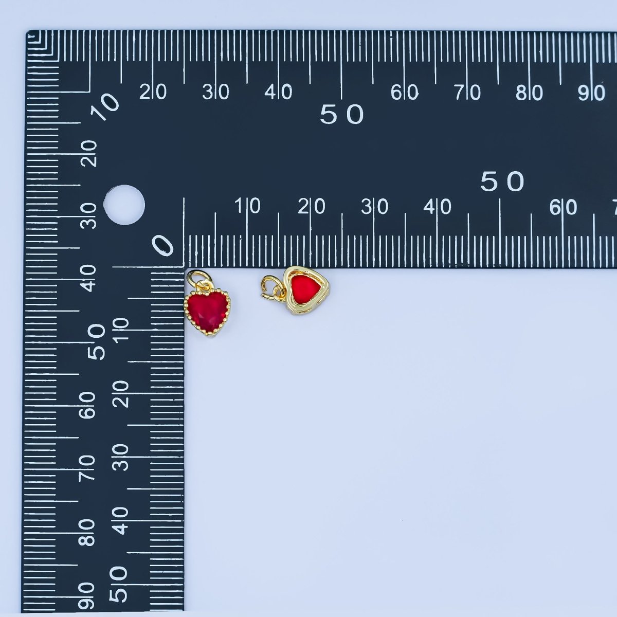 24K Gold Filled Red CZ Heart Mini Charm | N042