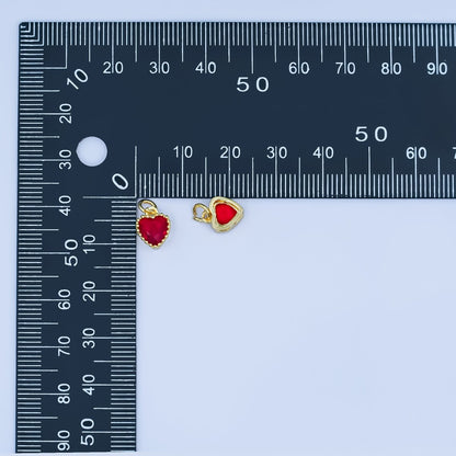 24K Gold Filled Red CZ Heart Mini Charm | N042