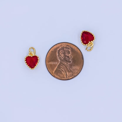 24K Gold Filled Red CZ Heart Mini Charm | N042
