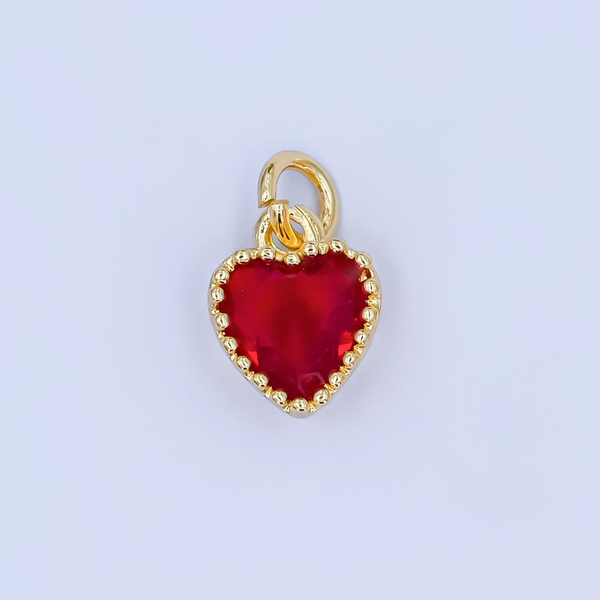 24K Gold Filled Red CZ Heart Mini Charm | N042