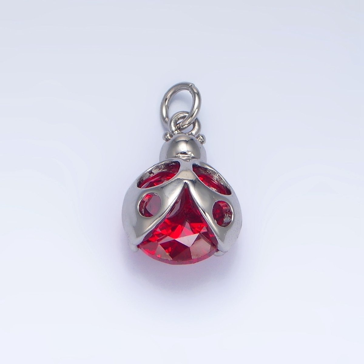 24K Gold Filled Red CZ Ladybug Insect Charm in Gold &amp; Silver | W063