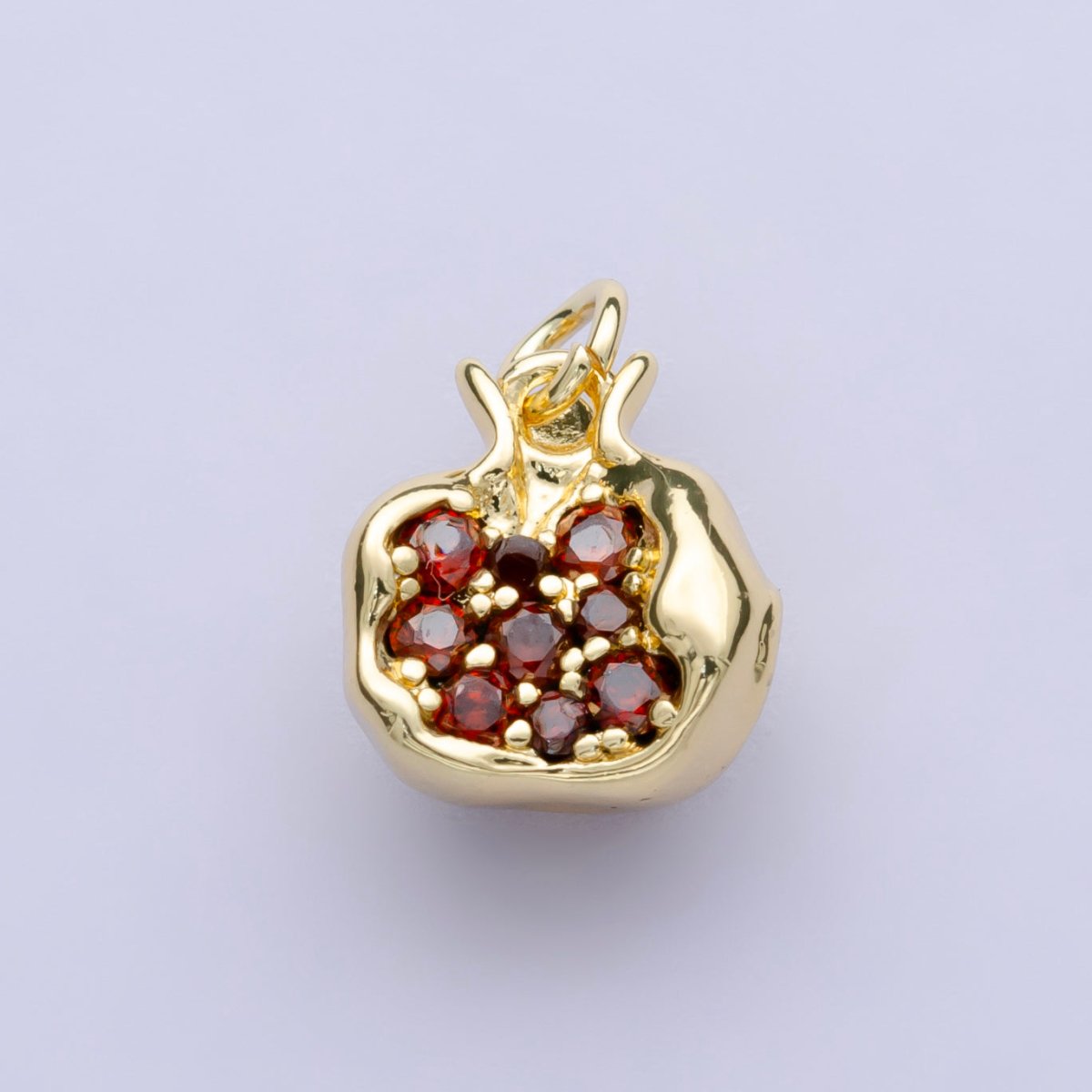 24K Gold Filled Red CZ Pomegranate Fruit Charm in Gold &amp; Silver | C016
