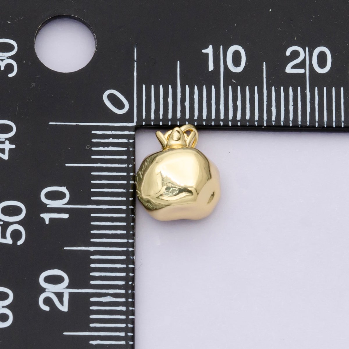 24K Gold Filled Red CZ Pomegranate Fruit Charm in Gold &amp; Silver | C016