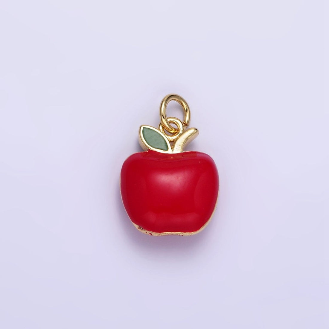 24K Gold Filled Red Enamel Apple Charm 3d Fruit Charm for Teacher Appreciation Gift | D605