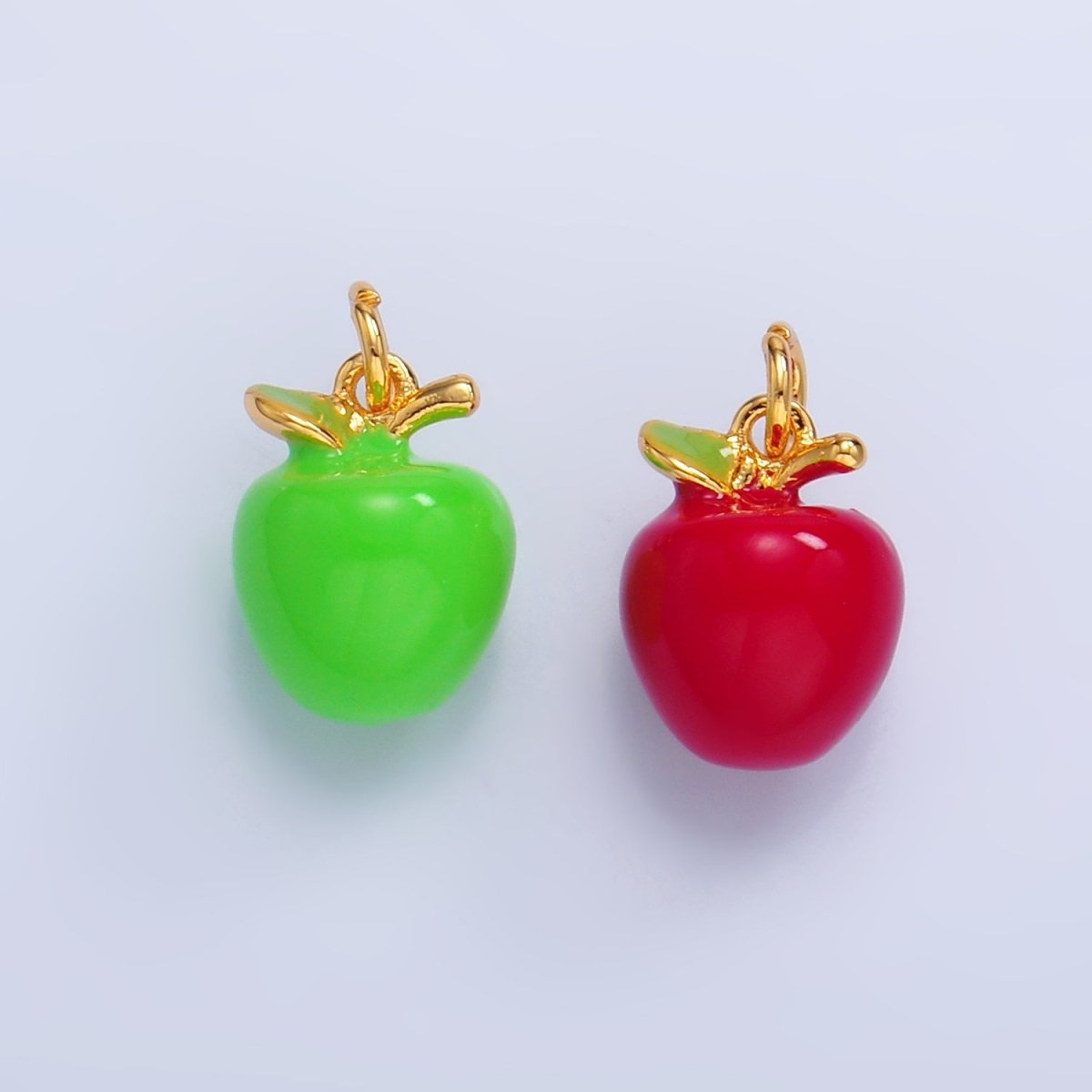 24K Gold Filled Red, Green Apple Fruit Charm | W344