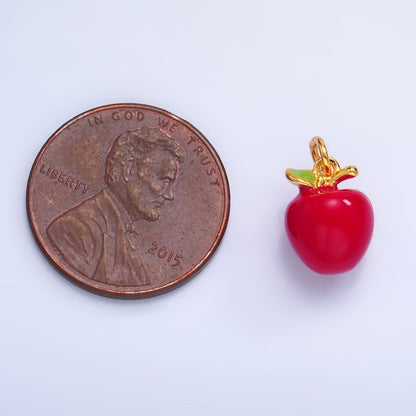 24K Gold Filled Red, Green Apple Fruit Charm | W344