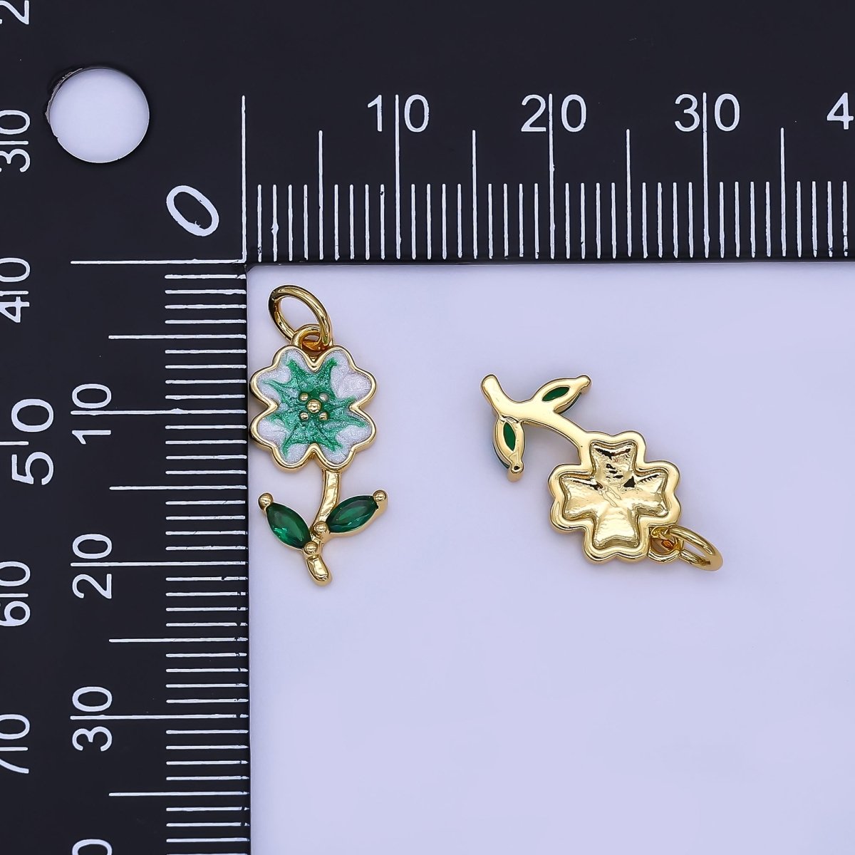 24K Gold Filled Red, Green, Pink Enamel Daisy Flower Charm | AF506 - AF507