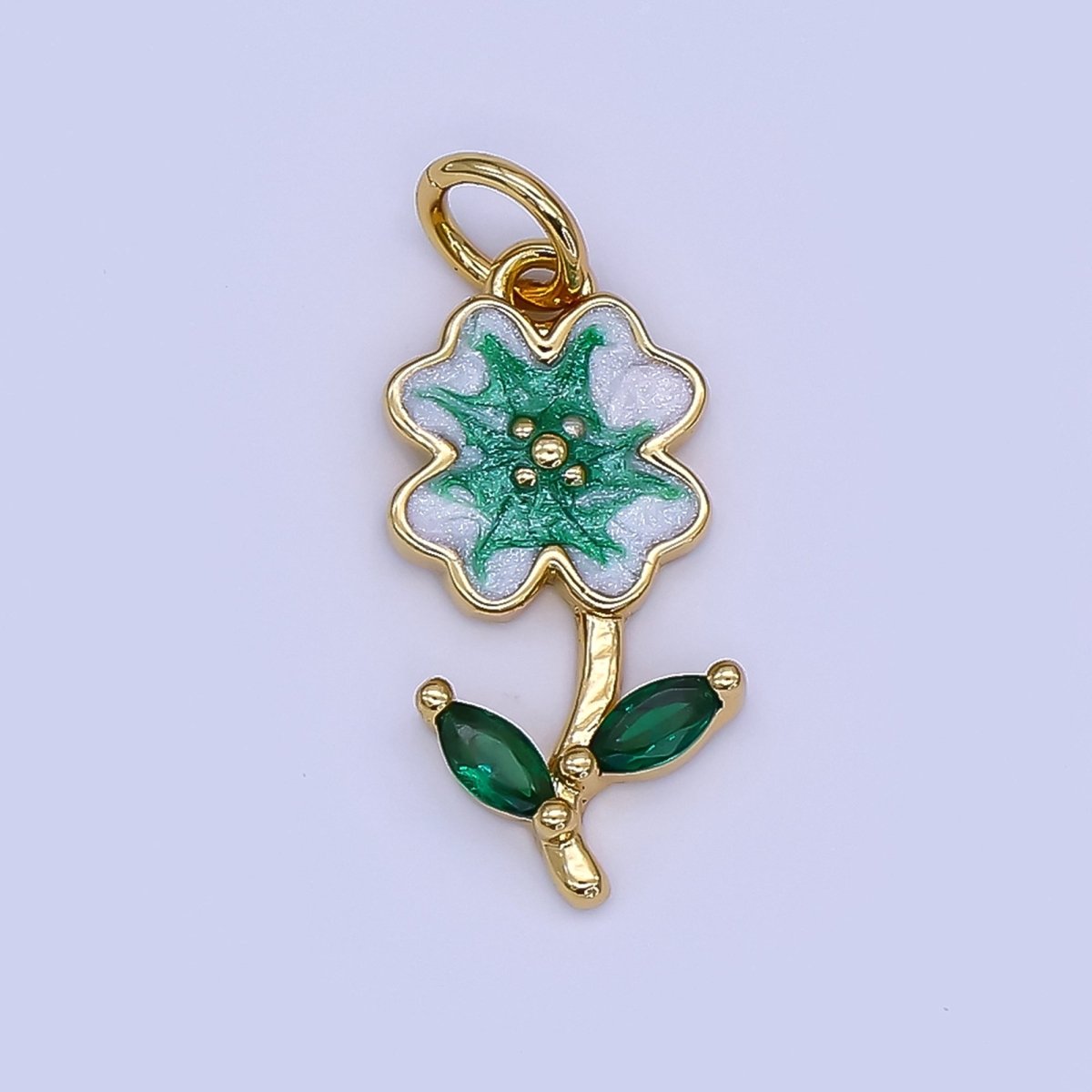 24K Gold Filled Red, Green, Pink Enamel Daisy Flower Charm | AF506 - AF507