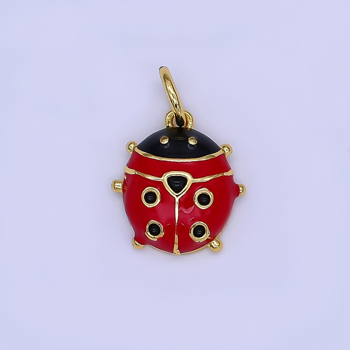 24K Gold Filled Red Ladybug Garden Insect Enamel Charm | N1714