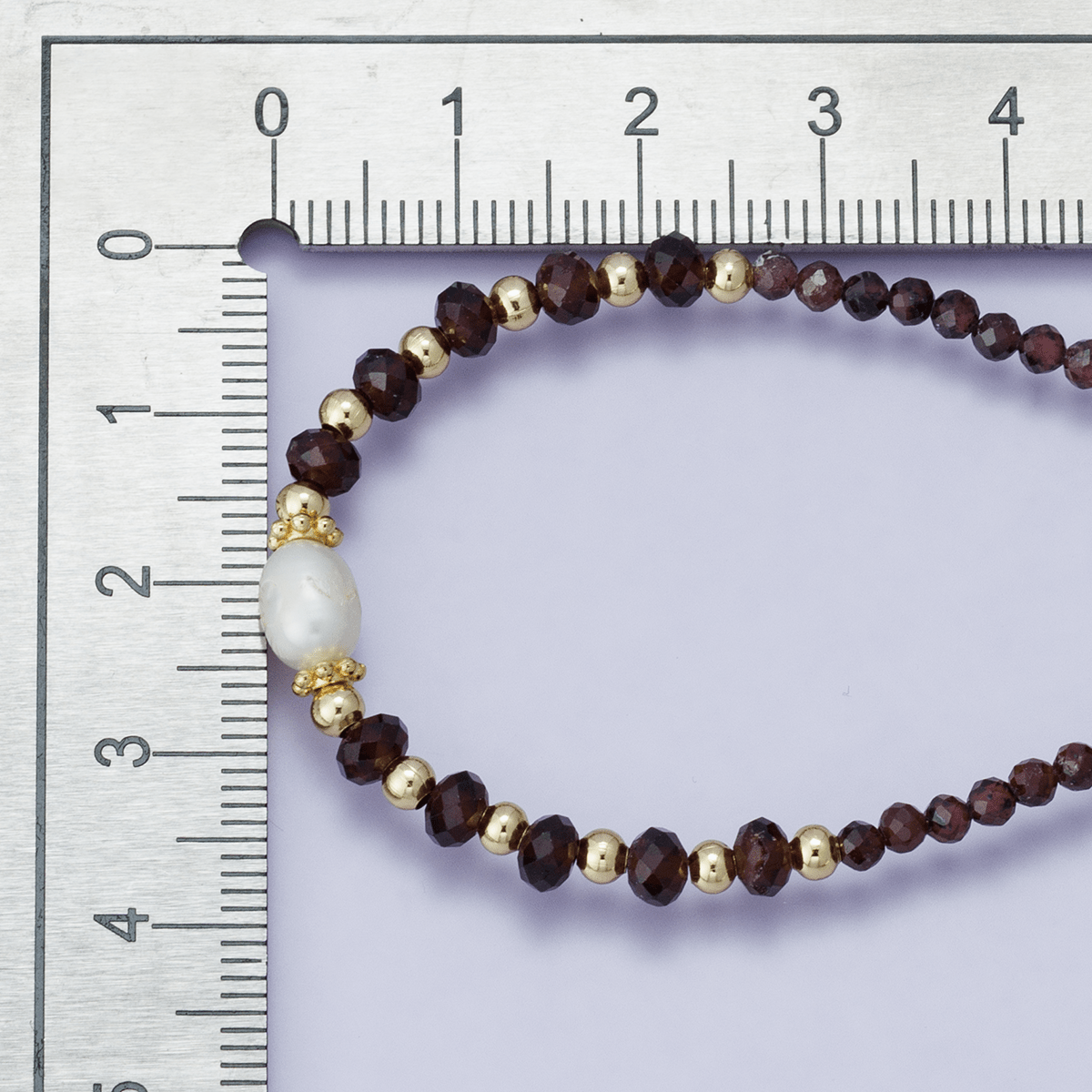 24K Gold Filled Red Multifaceted Gemstone Bead Figaro Chain Half 16 Inch Necklace w. Extender | WA-04207