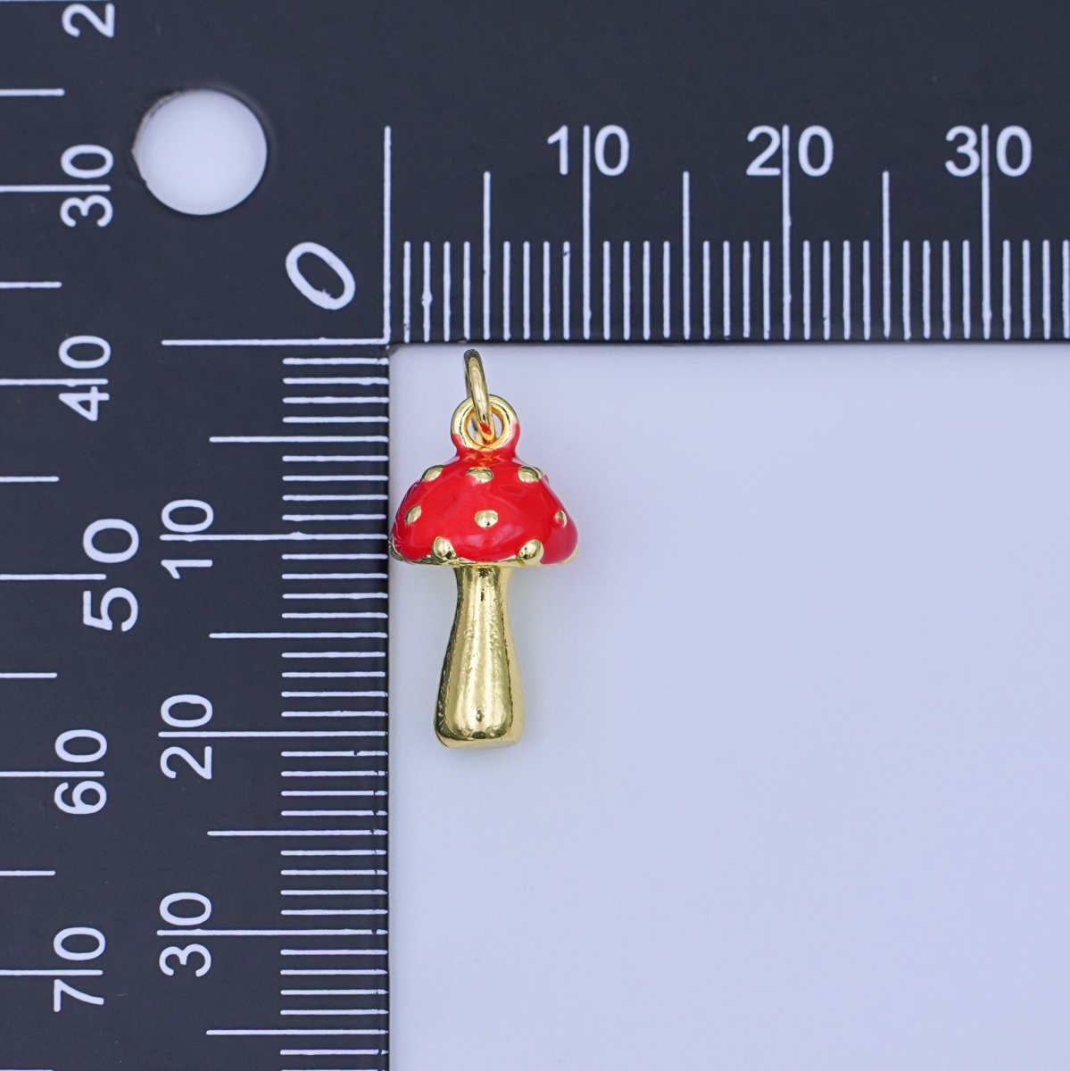 24K Gold Filled Red Mushroom Multidimensional 3D Charm | W468