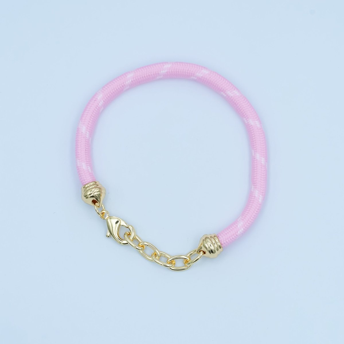 24K Gold Filled Red, Pink, Blue, Green, Beige, Teal Cord Chain Bracelet | WA-3055 ~ WA-3060