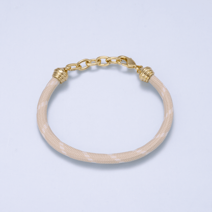 24K Gold Filled Red, Pink, Blue, Green, Beige, Teal Cord Chain Bracelet | WA-3055 ~ WA-3060
