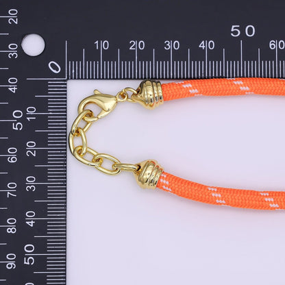 24K Gold Filled Red, Pink, Blue, Green, Beige, Teal Cord Chain Bracelet | WA-3055 ~ WA-3060