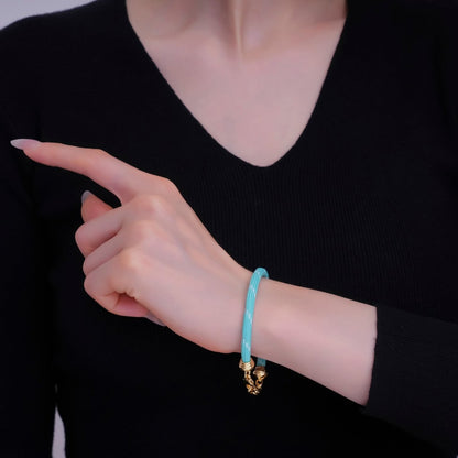 24K Gold Filled Red, Pink, Blue, Green, Beige, Teal Cord Chain Bracelet | WA-3055 ~ WA-3060
