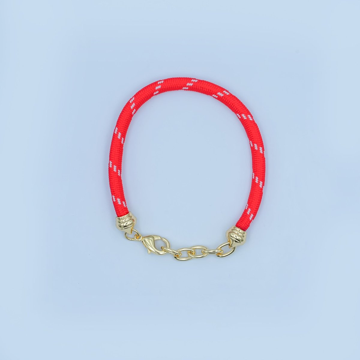 24K Gold Filled Red, Pink, Blue, Green, Beige, Teal Cord Chain Bracelet | WA-3055 ~ WA-3060