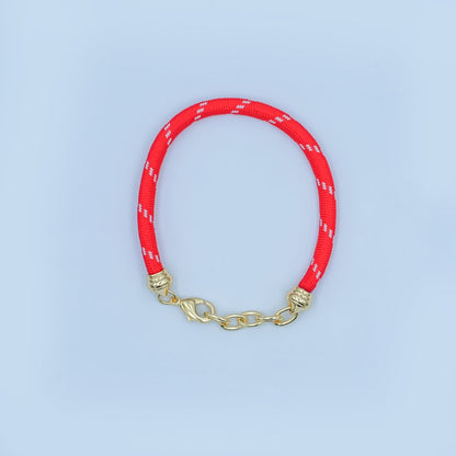 24K Gold Filled Red, Pink, Blue, Green, Beige, Teal Cord Chain Bracelet | WA-3055 ~ WA-3060