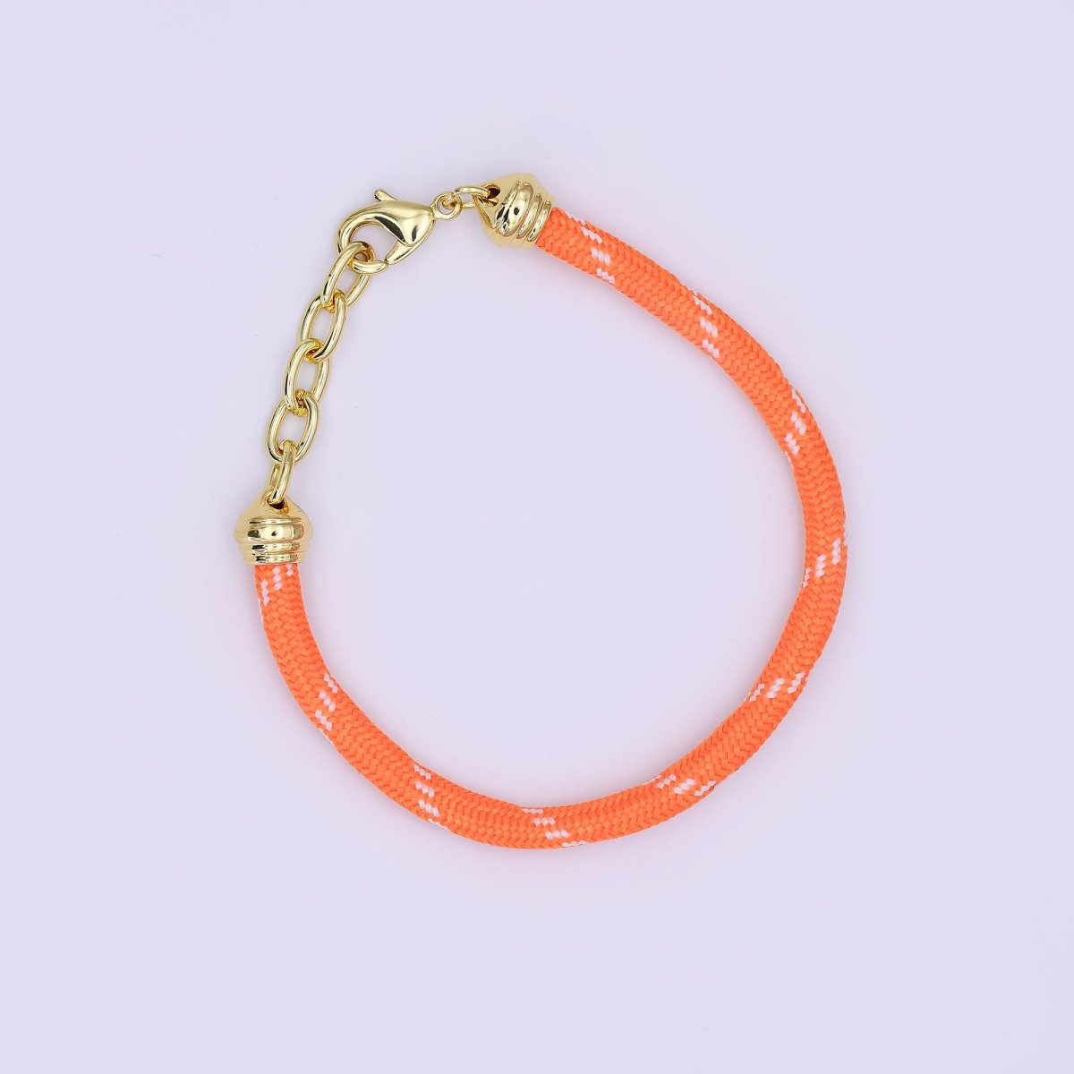 24K Gold Filled Red, Pink, Blue, Green, Beige, Teal Cord Chain Bracelet | WA-3055 ~ WA-3060
