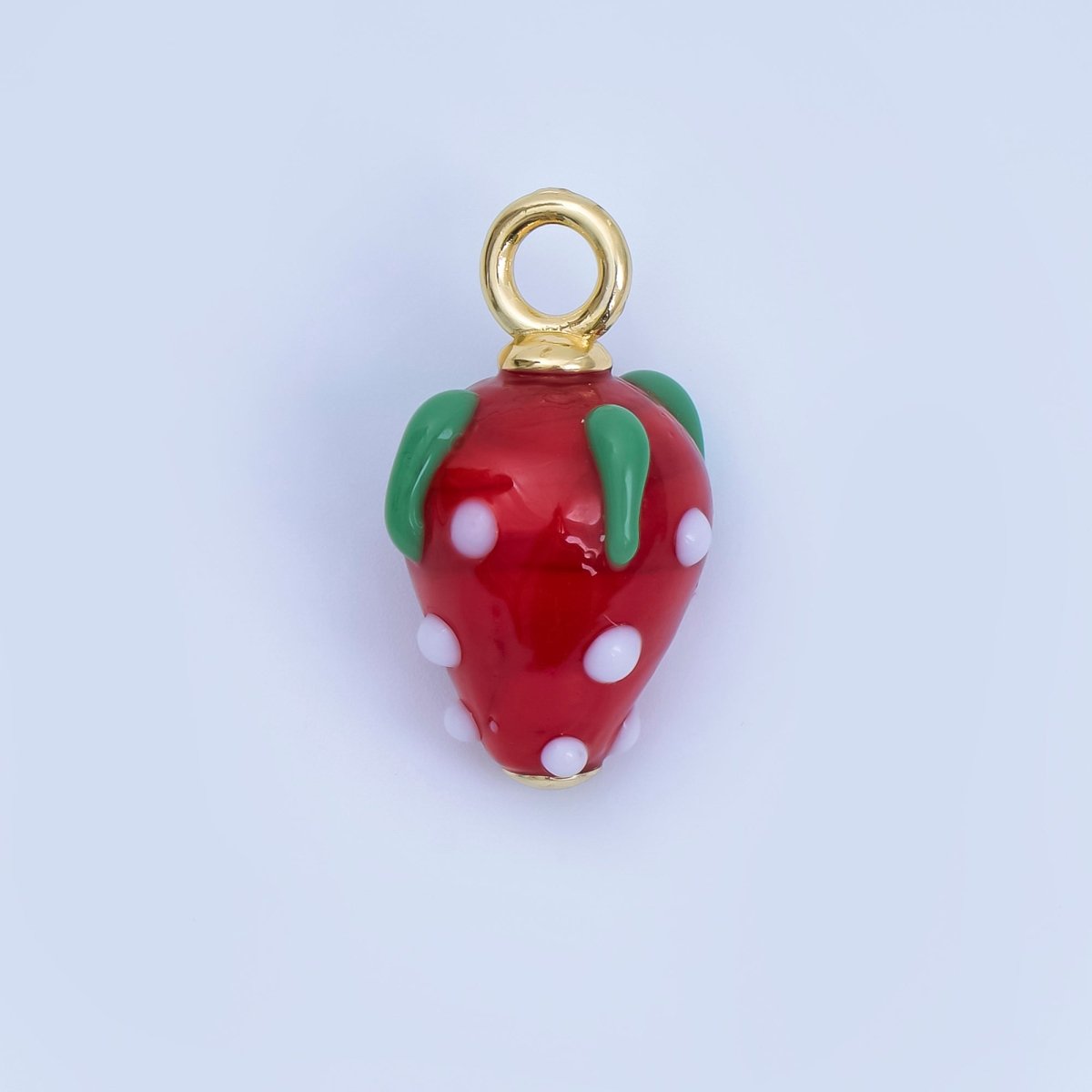 24K Gold Filled Red Pink Ceramic Strawberry Charm Fruit Pendant | AJ368