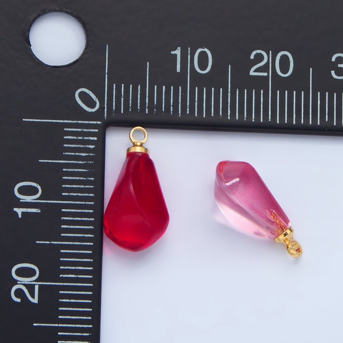 24K Gold Filled Red Pomegranate Seed Glass Charm | X905 X907
