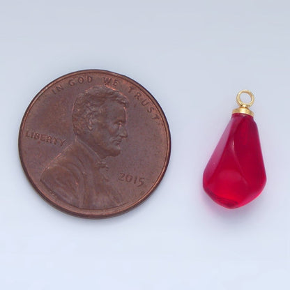24K Gold Filled Red Pomegranate Seed Glass Charm | X905 X907