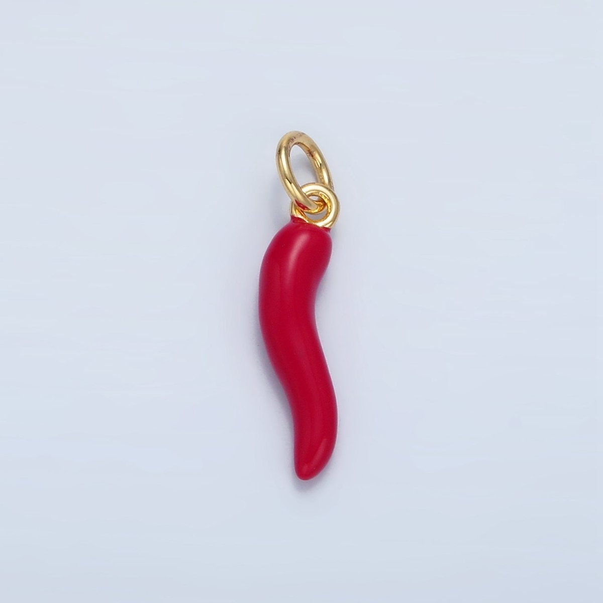 24K Gold Filled Red, White Enamel Chili Cornicello Italian Horn Charm | X306