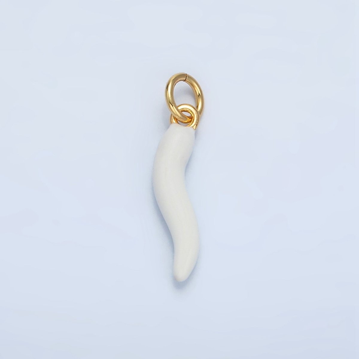 24K Gold Filled Red, White Enamel Chili Cornicello Italian Horn Charm | X306