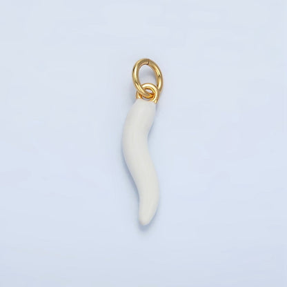 24K Gold Filled Red, White Enamel Chili Cornicello Italian Horn Charm | X306