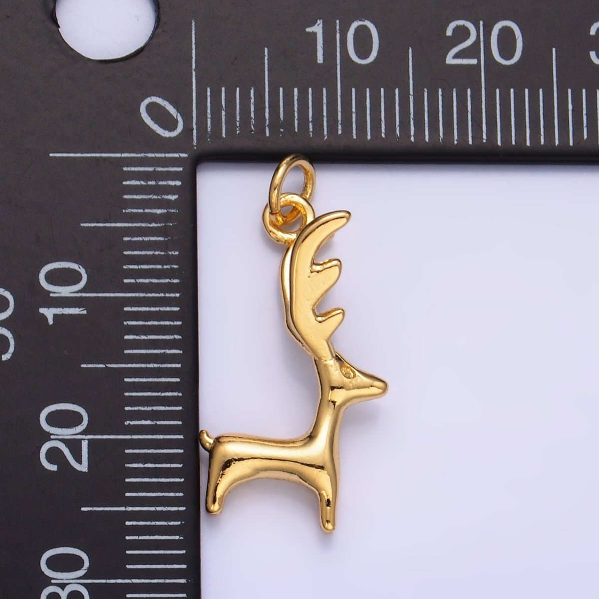 24K Gold Filled Reindeer Animal Multidimensional 3D Charm | W270