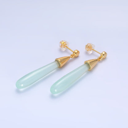 24K Gold Filled Resin Tube Drop Stud Earrings | V190 - V494