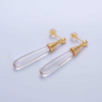 24K Gold Filled Resin Tube Drop Stud Earrings | V190 - V494