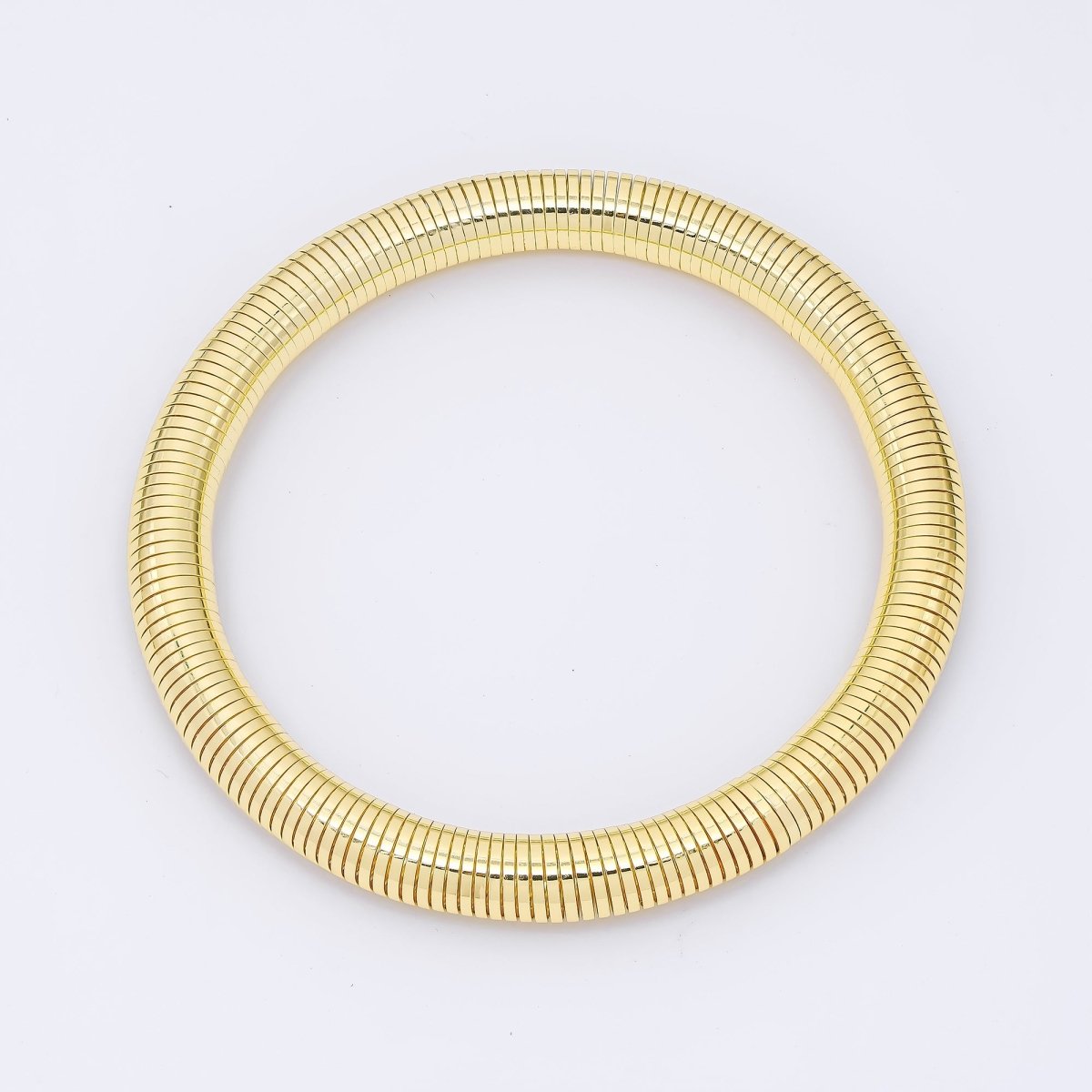 24K Gold Filled Ribbed Twisted Rope Flexi Coil Bangle Bracelet in Gold &amp; Silver |  WA-3896
