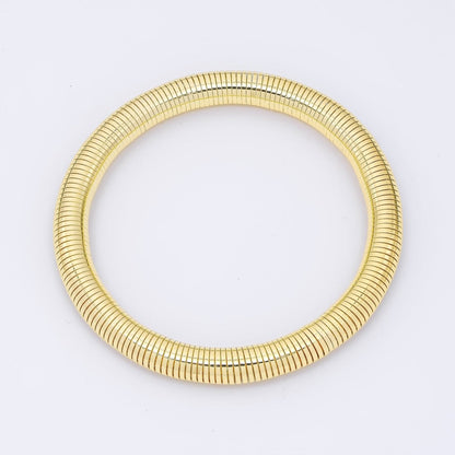 24K Gold Filled Ribbed Twisted Rope Flexi Coil Bangle Bracelet in Gold &amp; Silver |  WA-3896