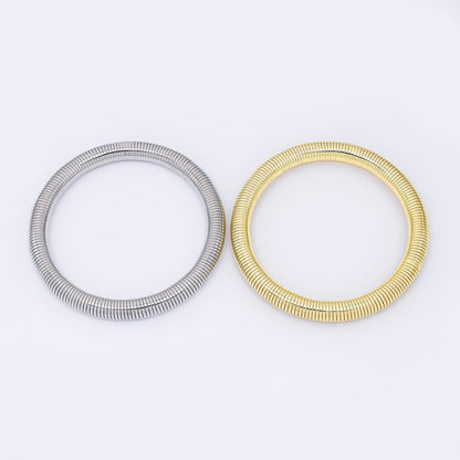 24K Gold Filled Ribbed Twisted Rope Flexi Coil Bangle Bracelet in Gold &amp; Silver |  WA-3896